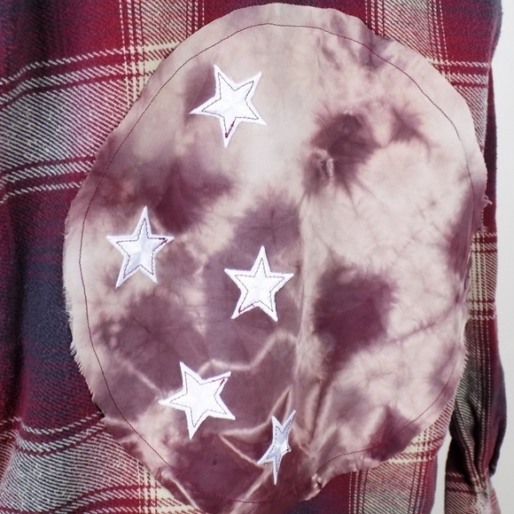 vintage style plaid flannel hand dye with stars - Picture 8 of 8